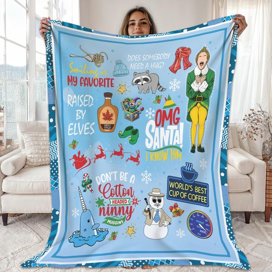 Buddy The Elf Fleece Blanket, Elf Quote Christmas Blanket, Christmas Quilt, Couch Sofa Blanket, Xmas Gifts