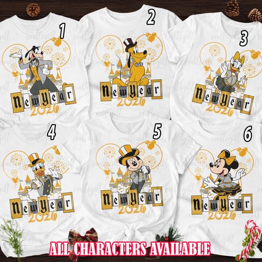 Discover Mickey And Co Hello 2026 Shirt, Disney Happy New Year Firework Shirt, Mouse Friends New Year Party Shirt Disneyland Vacation Family Matching