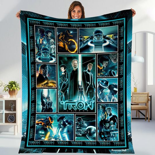 Discover Flynns Arcade Blanket, Retro Tron Ares Legacy Movie, Tron Flynns Arcade Nostalgia Throw Blanket, Disneyland Flynns Arcade Merch 2025 Blanket