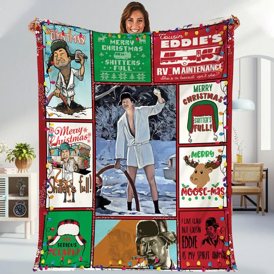 Discover National Lampoon's Christmas Vacation Blanket, Shitter Was Full Blanket, Cousin Eddie Throw Blanket for Bed Couch Sofa