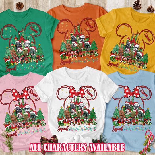 Custom Star Wars Family Christmas Shirt, Star Wars Santa Darth Vader Shirt, Boba Fett Han Solo R2D2, Galaxy's Edge Xmas Holiday Trip Outfits