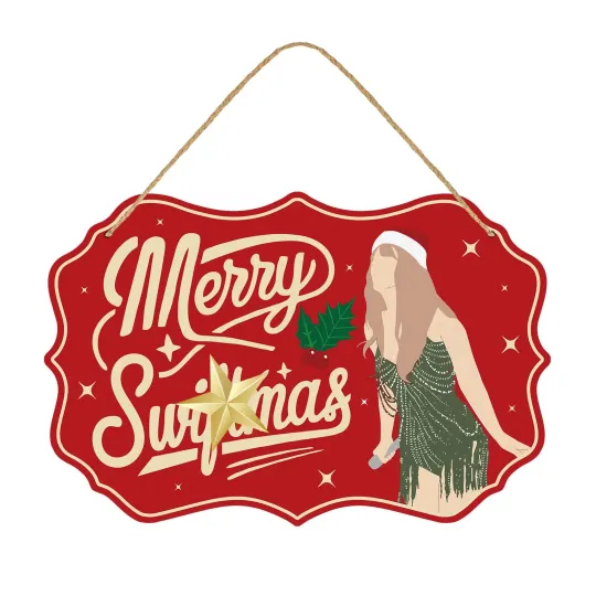 Funny Christmas Wood Door Sign - Holiday Decor Welcome Front Door Hanging