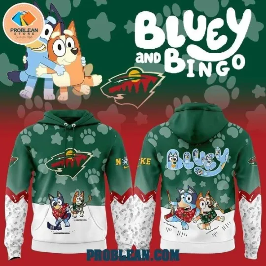 Minnesota Wild BlueyDad And Bingo 2025 Hoodie