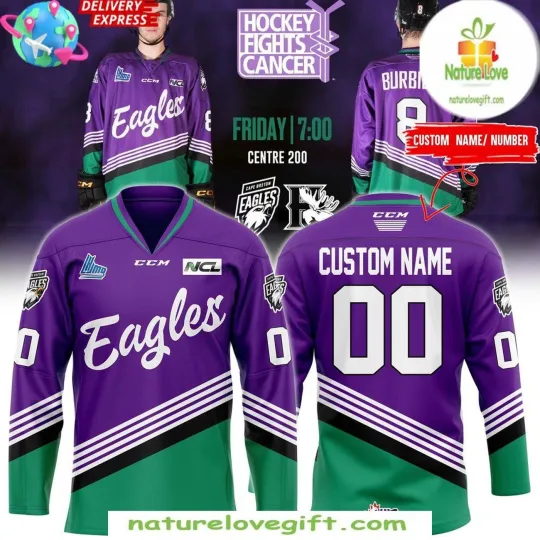 Discover Personalized Hockey Fights Cancer Cape Breton Eagles Shirt Men's Fan Gear Gift