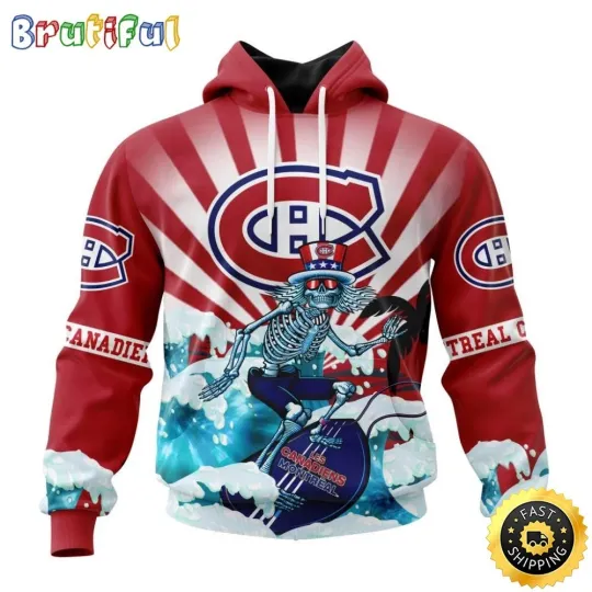 Discover Montreal Canadiens Grateful Hockey Dead Skull All Over Print 3D Hoodie