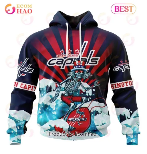 Discover Washington Capitals Grateful Hockey Dead Skull All Over Print 3D Hoodie