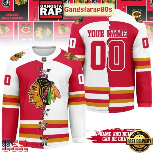 Discover Personalized Chicago Blackhawks Mix Home Away Hockey Shirt Men's Fan Gear Gift