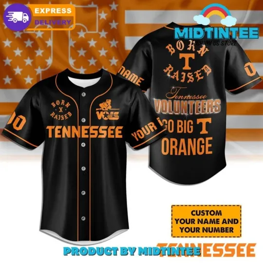 Discover Tennessee Vols Football Personalized Black Baseball Jersey