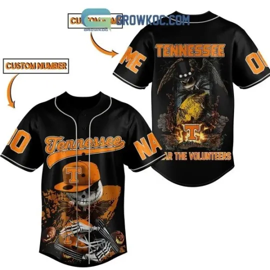 Discover Tennessee Volunteers Fear Jack Skellington Personalized Baseball Jersey