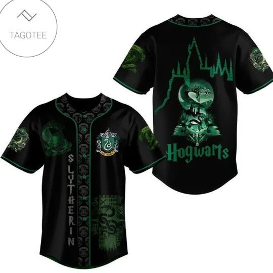 Harry Potter Slytherin Hogwarts All Over Print Unisex Baseball Jersey Dark Green