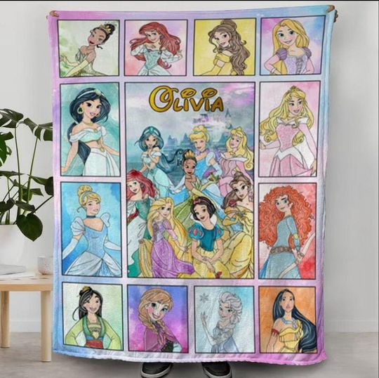 Discover Custom Princess Fleece Blanket with Disney Characters