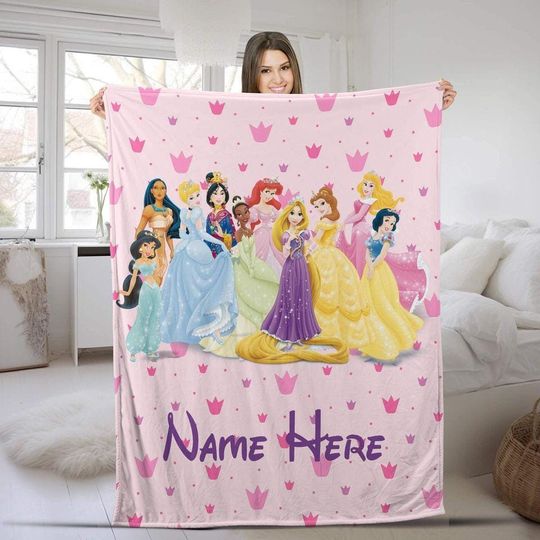 Personalized Princess Fleece Blanket - Rapunzel, Cinde, Jasmine, Snow White, Fairy Tale Design