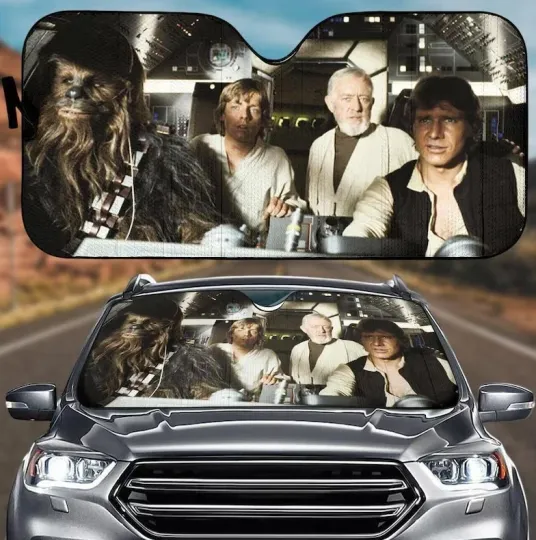 Discover Halloween Star Wars Car Sunshade, Han Solo Chewbacca Car Sunshade Windshield