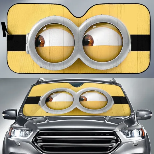 Discover Minions Movie Cartoon Car Sunshade, Windshield Cover SunShade