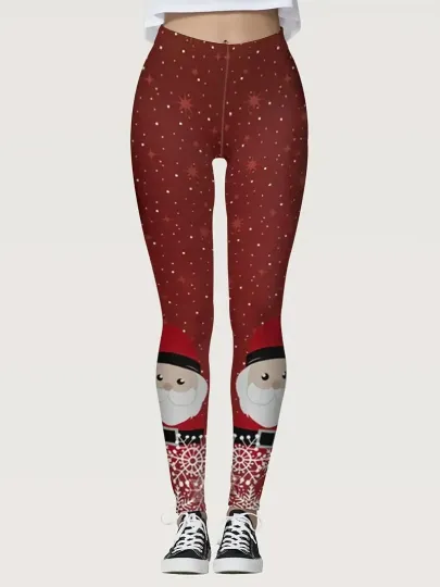 Discover Santa Stare 3D Print Leggings for Cozy Holiday Loungewear