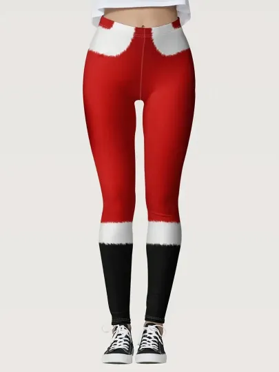 Discover Klassy Kringle 3D Print Leggings Cozy Costume Trousers