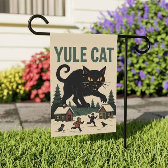 Discover Yule Cat Decoration Garden Flag: Holiday Decor for Cat Lovers