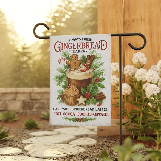 Discover Gingerbread Bakery Garden Flag Christmas Decor