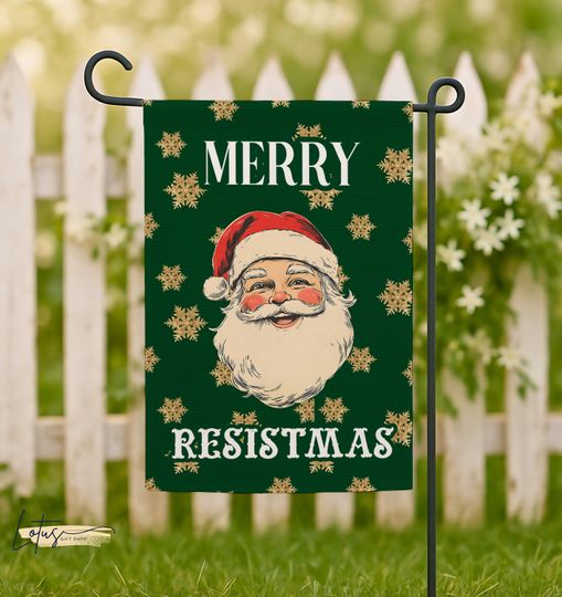 Discover Funny Merry Resistmas Santa Garden Flag, Vintage Christmas Outdoor Decor, Holiday Yard Sign,Festive Winter Flag for Porch,Xmas Protest Decor