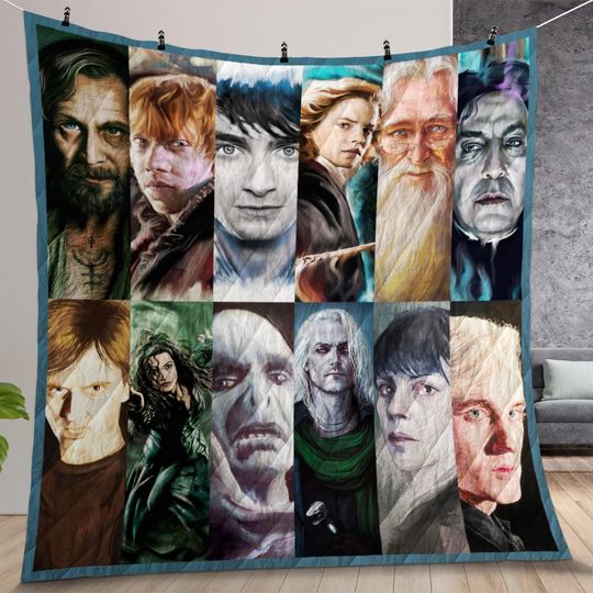 Discover 3D Harry Potter Characters Quilt Quilt Blanket, Lover Harry Potter Cozy Quilt Blanket, Bedding blanket, Bedding Decor, Home Decor Gift.