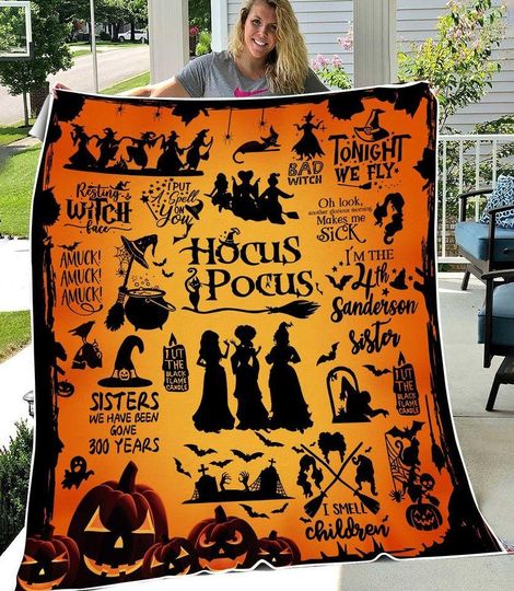 Discover Halloween Gifts Quilt Blanket, Lover Hocus Pocus Quilt Blanket, Hocus Pocus Bedding Blanket, Bedding Decor, Home Decor Gift, Gift Christmas.