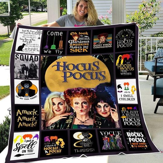 Discover Halloween Gifts Quilt Blanket, Lover Hocus Pocus Quilt Blanket, Hocus Pocus Bedding Blanket, Bedding Decor, Home Decor Gift, Gift Christmas.