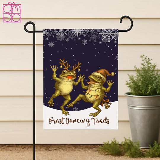 Discover Christmas Garden Flag for Protest, Frosty Dancing Toads Yard Sign, Santa Frog Porch Decor, Resist Christmas Outdoor Sign, Liberal Xmas Flag