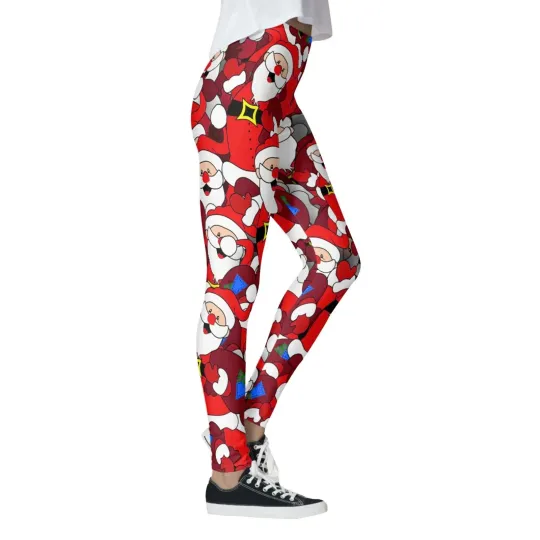 Discover Women’s High Waist Christmas Leggings Stretch Santa Print Yoga Leggings