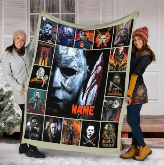 Personalized Michael Myers Scary Halloween Horror Throw Fleece Blanket