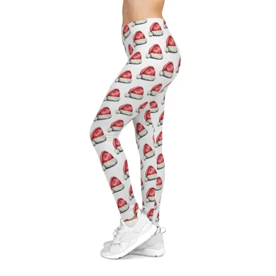 Discover Festive Santa Hat Leggings Christmas Women's Holiday Activewear Stretchy Gift