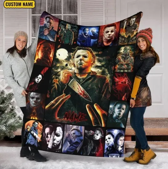Personalized Michael Myers Scary Halloween Horror Throw Fleece Blanket