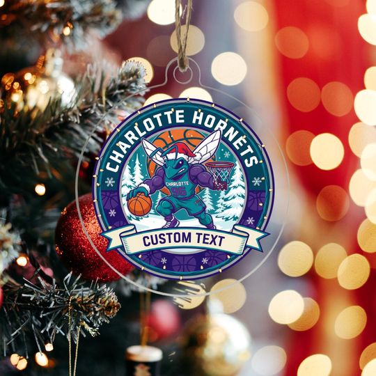 Discover Charlotte Hornets Ornament, Bauble,Personalized Basketball Fan Gift,Acrylic Decor
