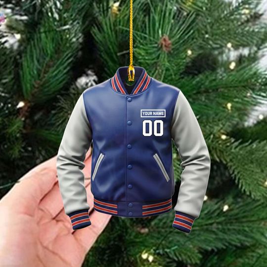 Discover Buffalo football Varsity Jacket Ornament  Personalized Name & Number  Custom Sports Christmas Ornament  Football Fan Gift