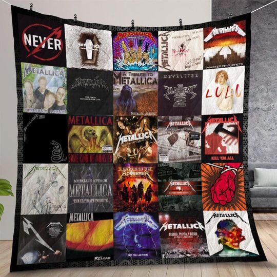 Discover Vintage Metallic Albums Quilt Blanket, Lover Metallic Albums Quilt Blanket, Music Bedding Blanket, Bedding Decor, Home Decor Gift.