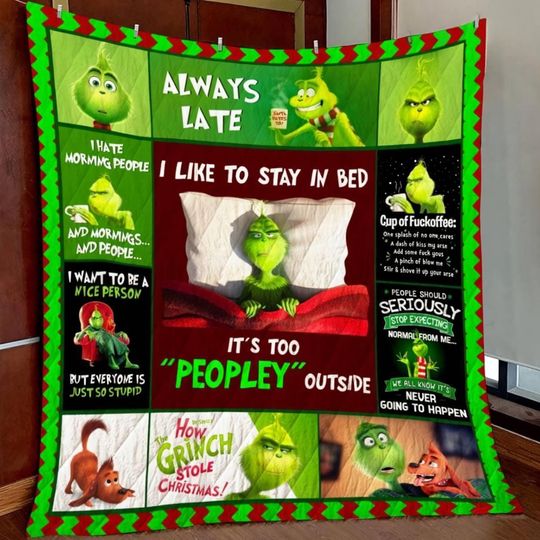 Discover Merry Grin Quilt Blanket, Funny funny character Christmas Cozy Quilt Blanket, Bedding blanket, Bedding Decor, Home Decor Gift.