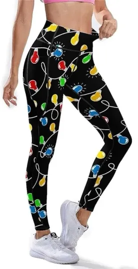 Discover Christmas String Lights Leggings – Festive High-Waist Workout Pants