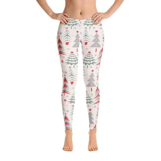 Discover Christmas  Leggings Capri Joggers, Holiday, Merry, Snowy, Rainbow, Festive