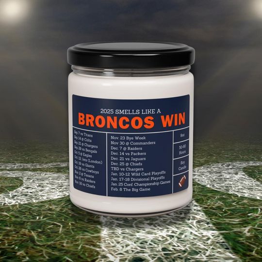 Denver Broncos 2025 Schedule Candle: football Gameday Gift