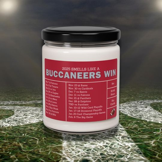 Tampa Bay Buccaneers 2025 Schedule Candle: football Gameday Gift