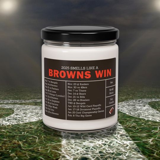 Discover Cleveland Browns 2025 Schedule Candle: football Gameday Gift