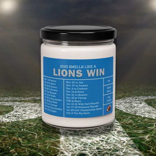 Detroit Lions 2025 Football Schedule Candle | Father's Day Present, Gift for Him, Sports Candle, Lucky Gameday Candle