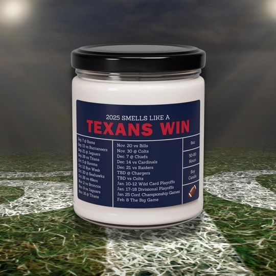 Discover Houston Texans 2025 Football Schedule Candle | Father's Day Present, Gift for Him, Sports Candle, Lucky Gameday Candle
