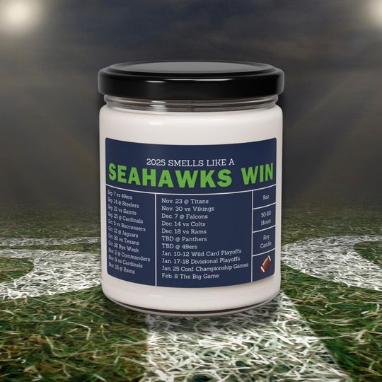 Seattle Seahawks 2025 Schedule Candle: Football Fan Gift