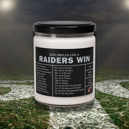 Discover Las Vegas Raiders 2025 Football Schedule Candle | Father's Day Present, Gift for Him, Sports Candle, Lucky Gameday Candle