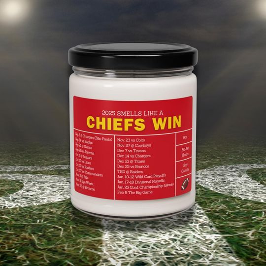 Discover Kansas City Chiefs 2025 Schedule Candle: Lucky Gameday Soy Candle