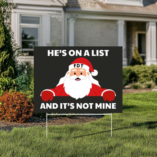 Anti Trump FDT Winter Santa Yard Sign, No Human is Illegal, No Kings Democracy, Liberal Garden Yard Banner