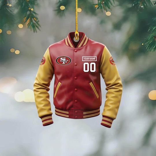 Personalized San Francisco Varsity Jacket Ornament  Football Christmas Gift