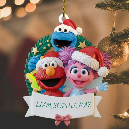 Personalized Elmo Ornament, Street Cartoon Christmas Ornament , 2025 Christmas Ornament, Elmo Sesame Ornament, Kids Sesame Street 2D Flat