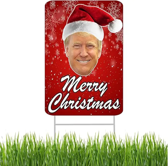 Discover Funny Trump Merry Christmas Yard Sign With H Stake President Donald Trump Decor