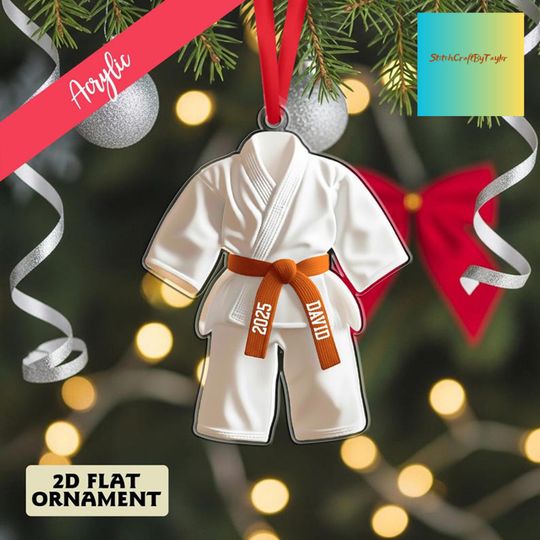 Discover Personalized Karate Uniform Ornaments, Custom Martial Arts Ornaments, Karate Belt With Custom Name,Karate Christmas Gift Ornament, Xmas Gift